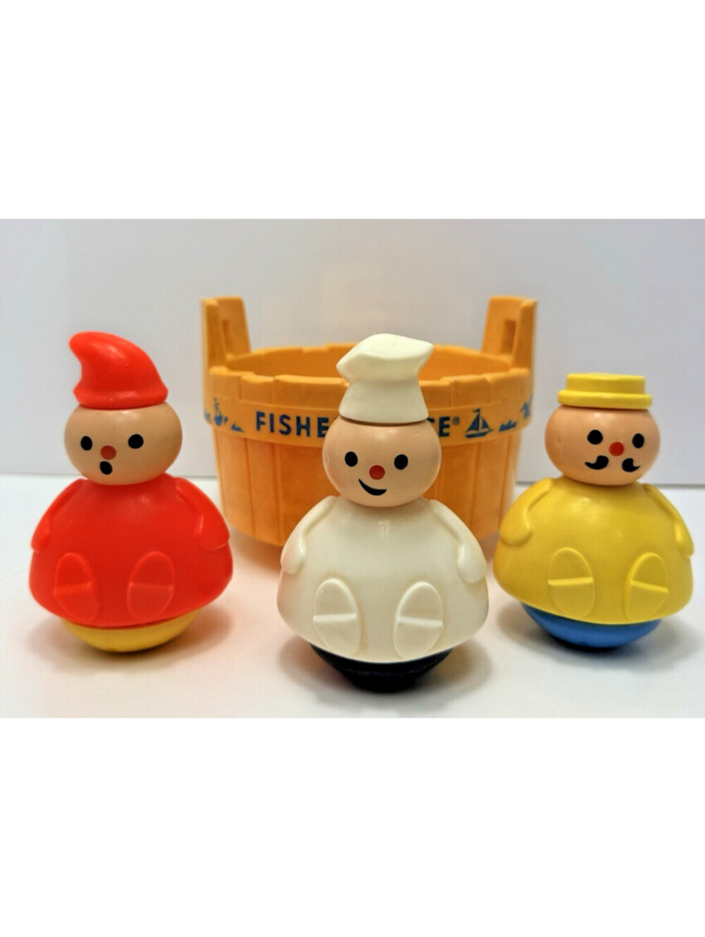 Vtg Fisher Price Rub A Dub Three 3 Men in a Tub Plastic Bath Toy Retro Chime